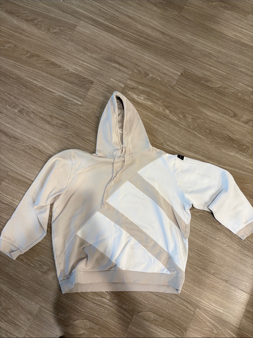 Mens Neutral Beige & White Hooded Jacket